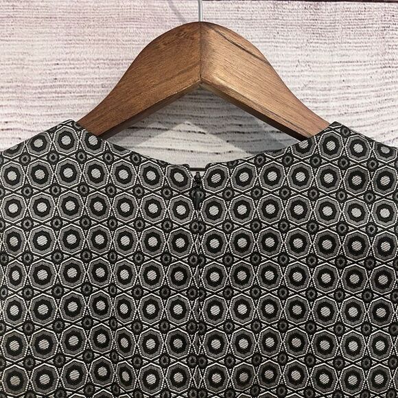Brooks Brothers Sheath Dress Black Silver Geometric Star Jacguard Size 2 Office - Picture 5 of 11